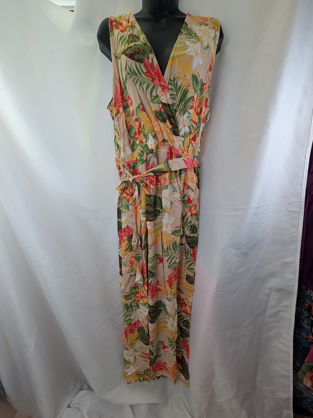 Zenobia TEEN PLUS/ Smaller Adult Tropical Floral Wrap Dress Size 1X, 2X, 3X
